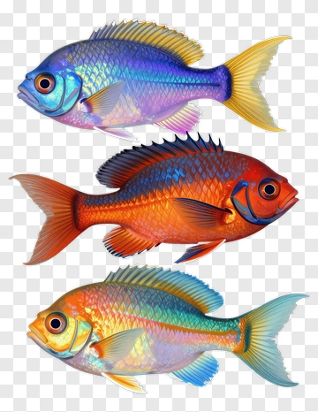 Three Colorful Fish PNG