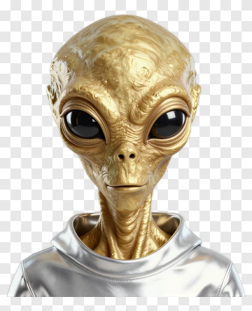 Golden Alien In Silver Hoodie PNG