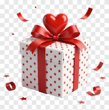 Red Heart Gift Box With Ribbon PNG
