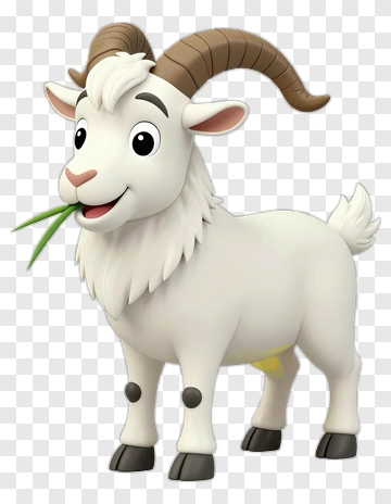 Happy Goat Eating Grass PNG