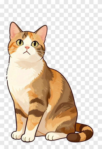 Orange And White Cat Sitting PNG