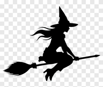 Witch Riding Broom PNG