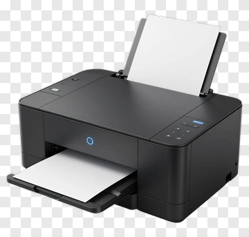 Black Inkjet Printer With Paper Output PNG