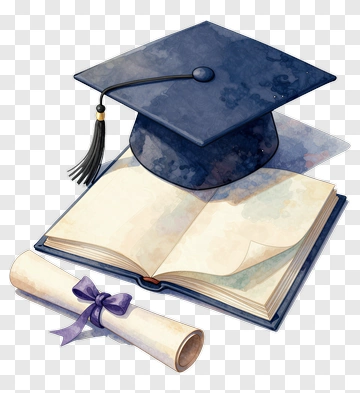 Graduation Cap Book And Scroll PNG