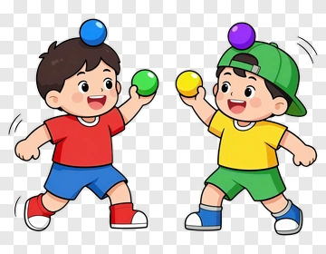 Two Boys Playing With Balls PNG
