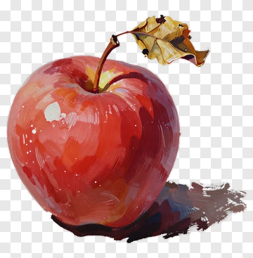 Red Apple With Yellow Leaf PNG