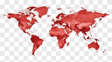 World Map In Red Watercolor Style PNG