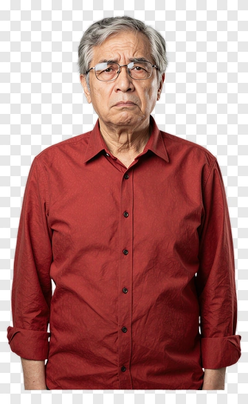 Elderly Man In Red Shirt PNG