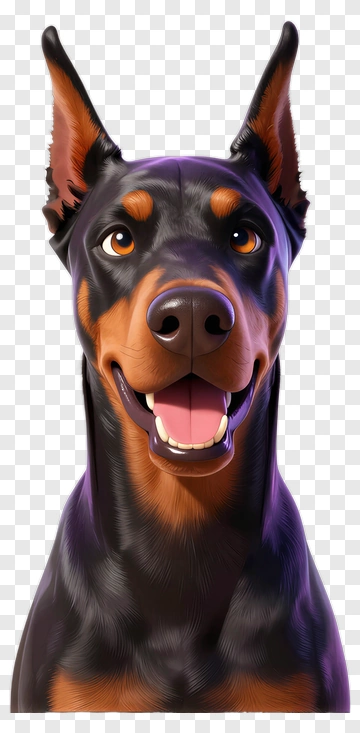 Portrait Of A Smiling Doberman Pinscher PNG