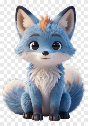 Blue Fox With Orange Tuft PNG
