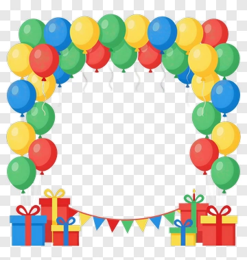Festive Balloon Arch With Gift Boxes PNG
