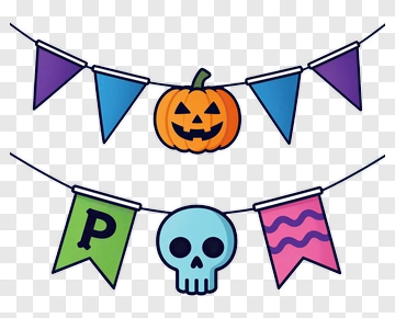 Halloween Banner With Jack-o-lantern And Skull PNG