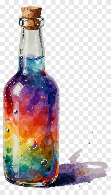 Rainbow Bottle With Cork And Bubbles PNG