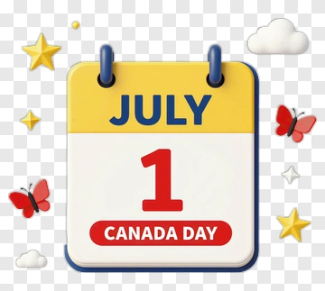 Canada Day Calendar With Butterflies PNG