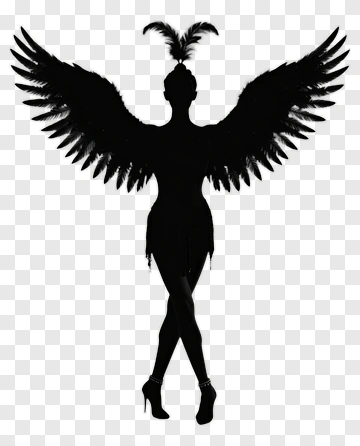 Winged Figure In Silhouette PNG