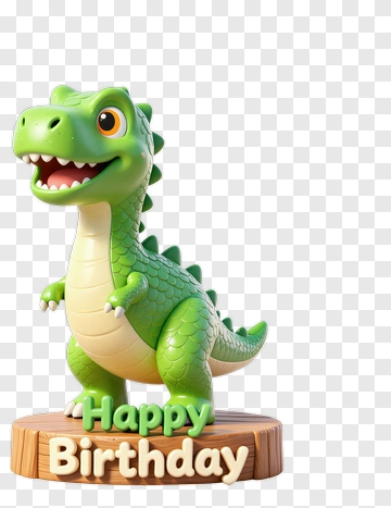 Green Dinosaur Birthday Figurine PNG