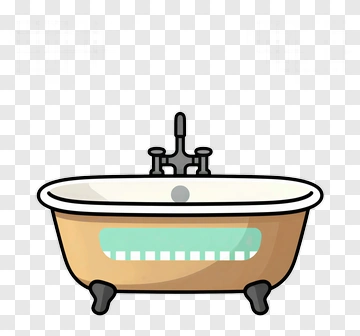 Classic Bathtub With Teal Stripe PNG