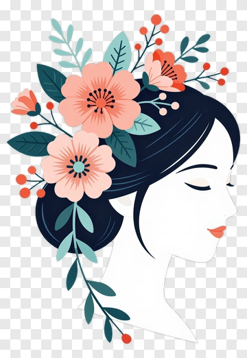 Woman With Flower Crown PNG