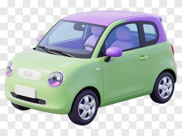 Green And Purple Compact Car PNG