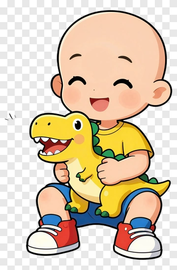 Child Holding Dinosaur Toy PNG