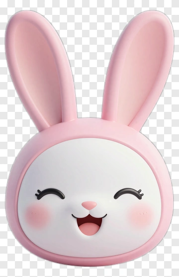 Cute Pink Rabbit Character PNG