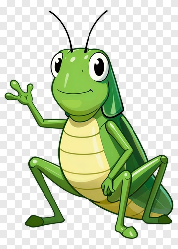 Friendly Cartoon Grasshopper PNG