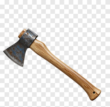 A Rustic Axe With Wooden Handle PNG