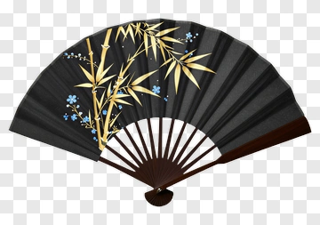 Elegant Bamboo And Flower Fan PNG