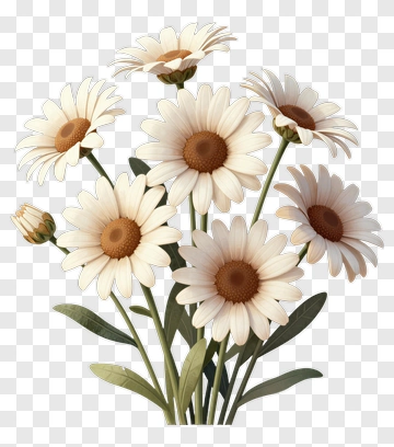 White Daisy Flowers Bouquet PNG