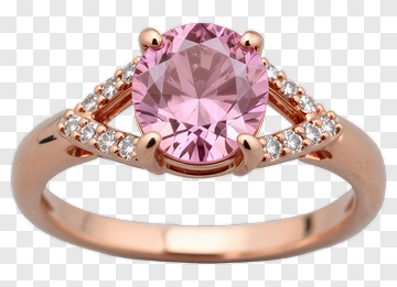 Pink Gemstone Engagement Ring In Rose Gold PNG