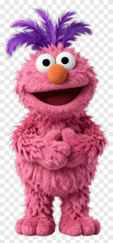 Pink Muppet With Purple Hair PNG