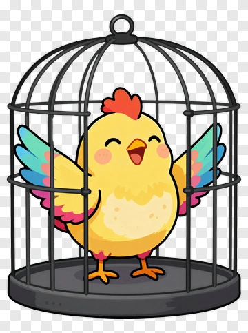 Happy Chicken In A Cage PNG