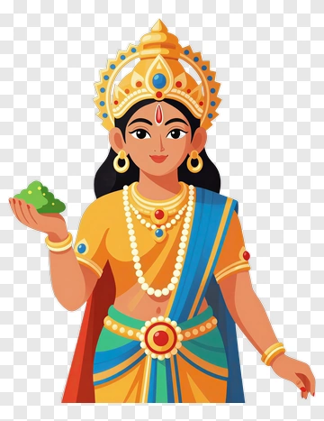 Goddess With Ornate Crown And Jewelry PNG