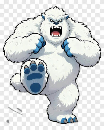 Angry Yeti With Blue Claws PNG