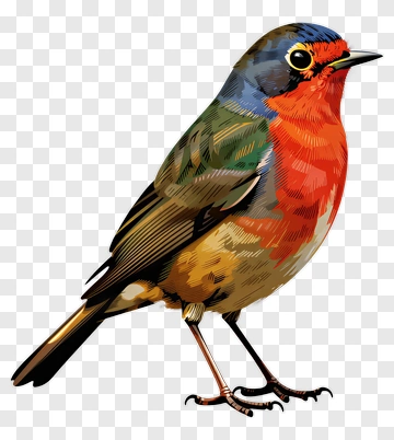 Colorful Bird Illustration PNG