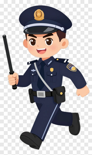 Cartoon Police Officer Running PNG