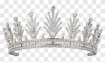 Elegant Silver Tiara With Pearls And Diamonds PNG