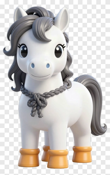 Cute White Horse Toy PNG