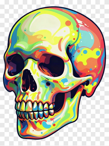 Colorful Cartoon Skull PNG