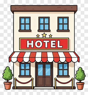 Hotel With Red And White Awning PNG