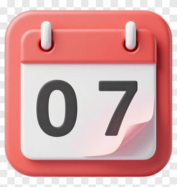 Red Calendar With Date 07 PNG