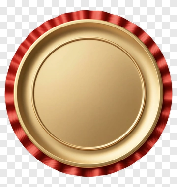 Golden Medal With Red Ribbon PNG