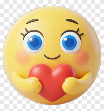 Yellow Emoji Holding A Red Heart PNG