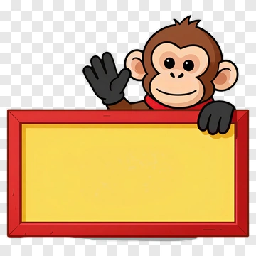 Monkey Holding A Sign PNG