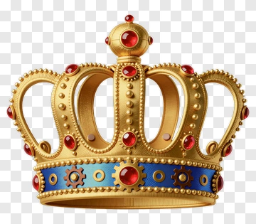 Golden Crown With Red Gems And Blue Band PNG