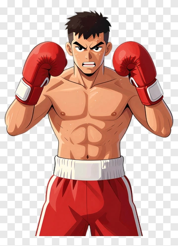 Boxer In Red Gloves And Trunks PNG