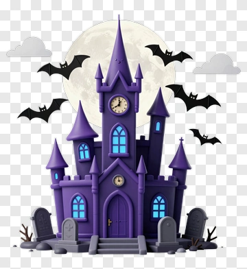 Purple Castle With Gravestones PNG