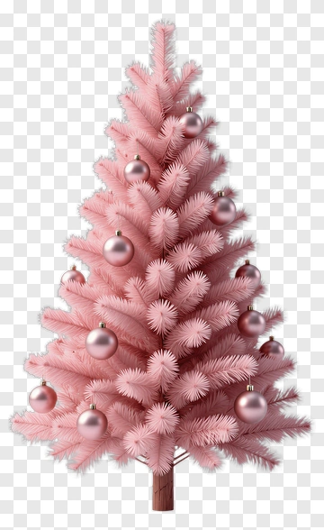 Pink Christmas Tree With Gold Ornaments PNG