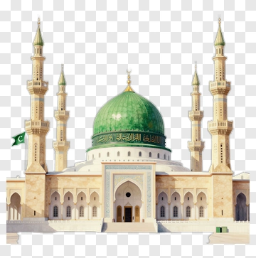 Grand Mosque With Green Dome And Minarets PNG