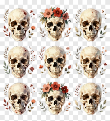 Skulls With Flower Crowns PNG